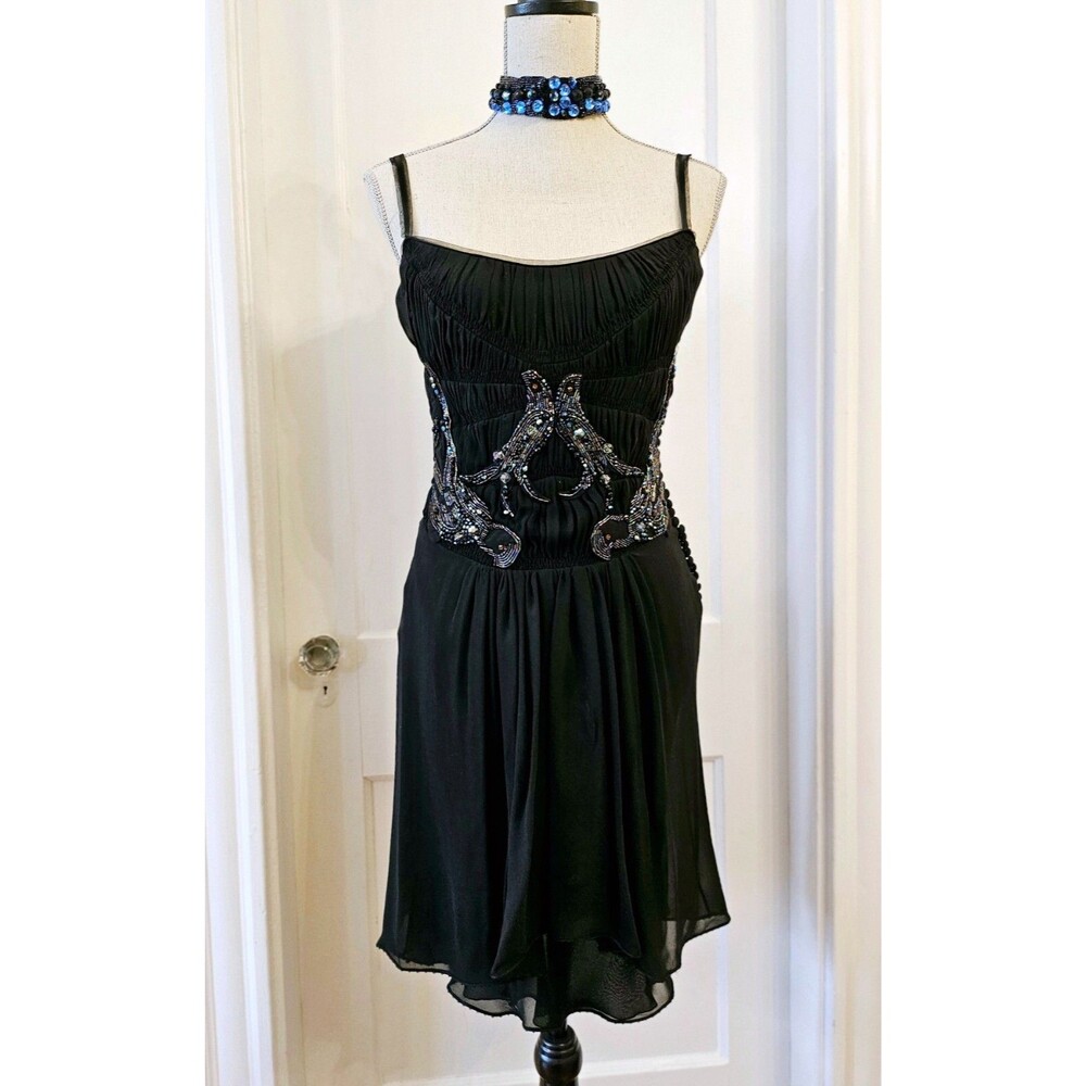 Costume National Chiffon Dress with Bird Embroidery, size IT 40, US 4